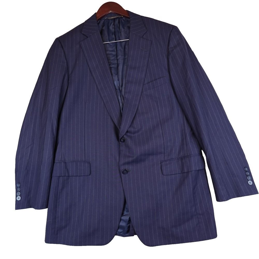 VTG Paul Stuart Blazer Navy Wool Super 150 Sport Coat Jacket 44 Tall Long
